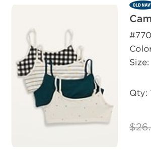 Old Navy cami bra 4 pack for girls size small “cool tie dye” NEW